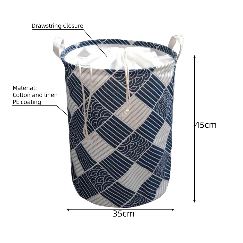 40x50cm Geometric Folding Laundry Basket Round Storage Bin Bag Hamper Collapsible Clothes Bucket Organizer Large Capacity: 1B 35x45