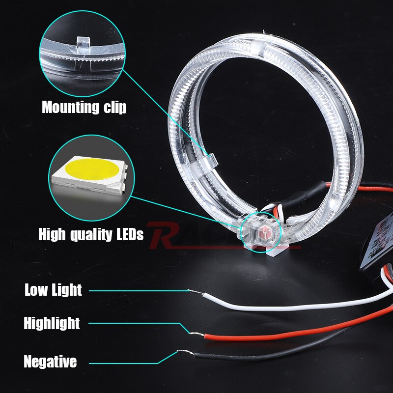 Led engel øjne 80mm kørelys daglys halo hvid blå rød ring til hid bi-xenon projektor linse cover maske linser tilbehør