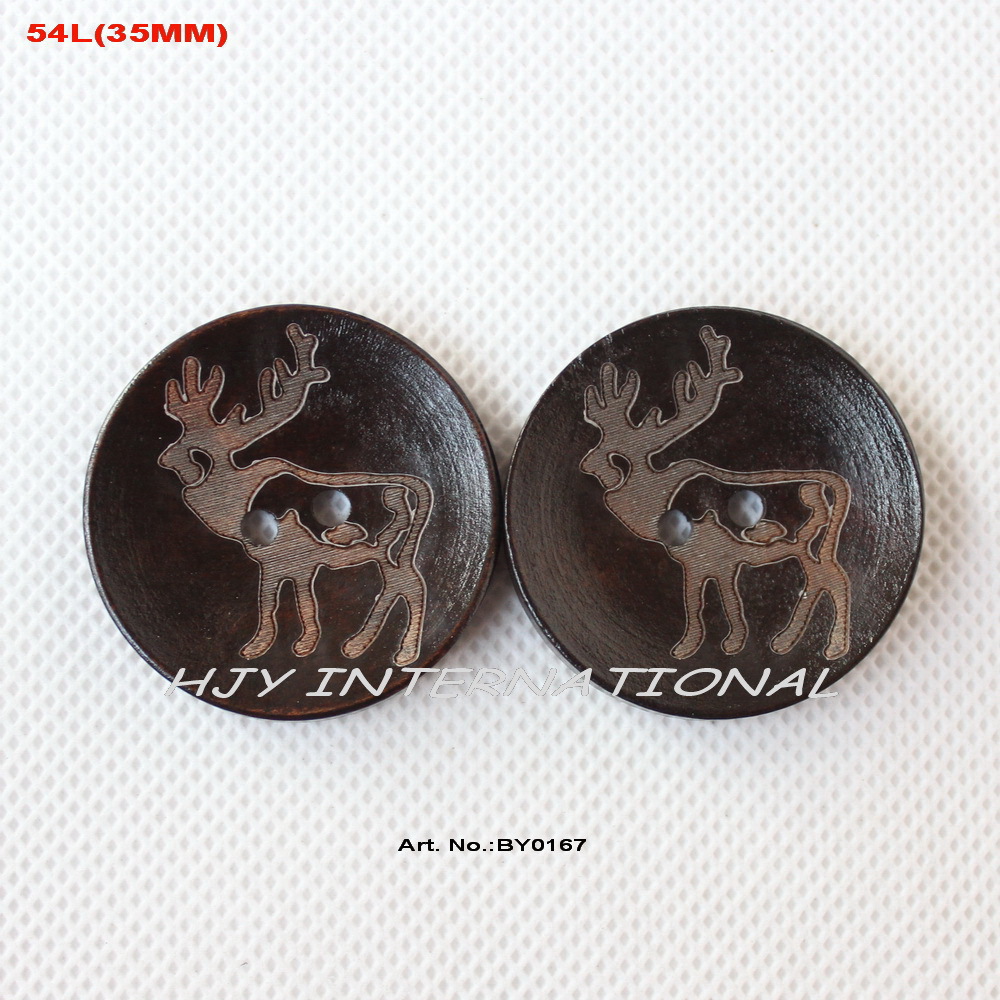 (2 stuks elk) 35mm grote houten knoppen mix naaien op kleding accessoires hoed zak onderdelen 1.4 "-BY0165