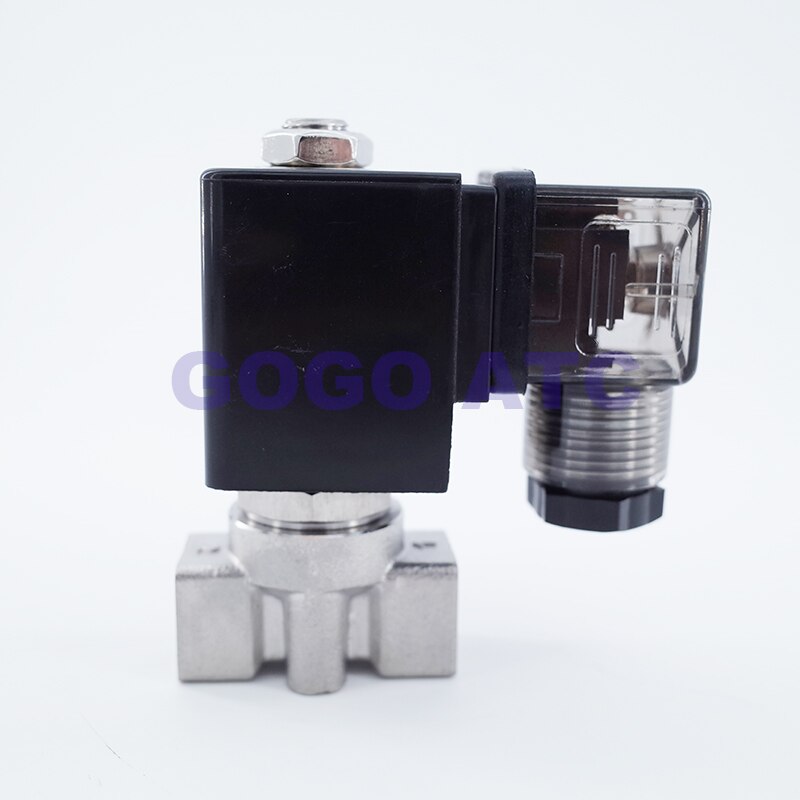 2 way SS304 high temperature steam water pilot piston solenoid valve 1/8 1/4" 110V AC Orifice 2.5/3/4mm normal close FKM