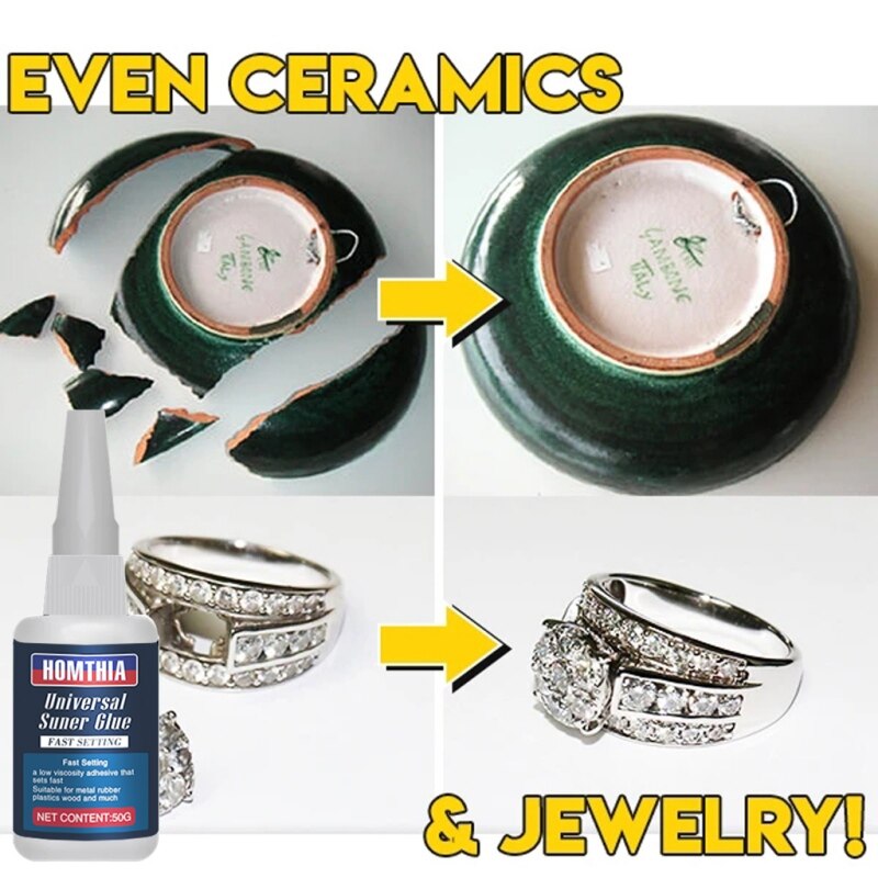 Uniglue Universal Super Kleber Starke Kunststoff Kleber Für Harz Keramik Metall Glas 50g für Home Garten Büro Arbeiten