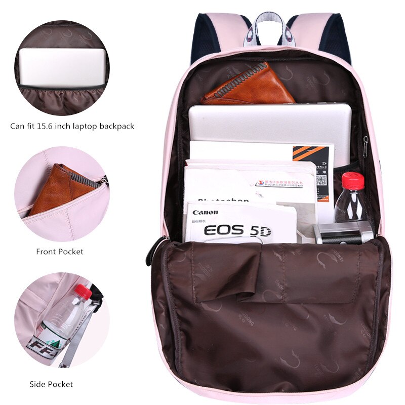 Fengdong school bags for teenage girls korean style schoolbag cute black bowknot backpack child book bag usb travel backpack