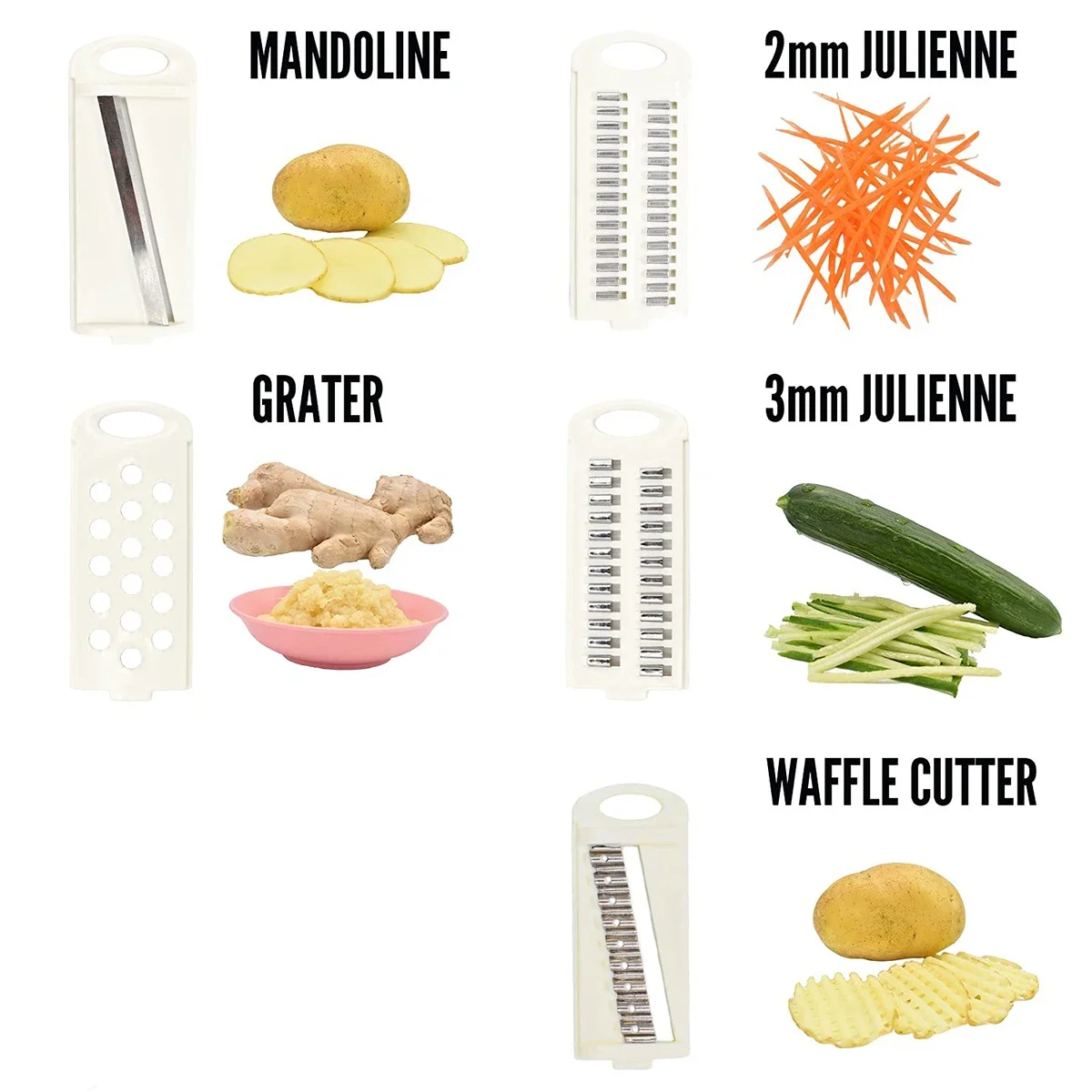 5 in- in-1 snijmachine voor groenten, groentesnijder met meerdere messen, aardappelchipsnijder, groentesnijder, fruit- en groentesnijder, keukengadgets