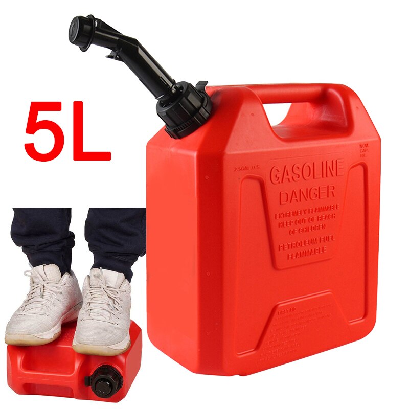5L Plastic Fuel Tank Motorcycle Car Spare Backup Gas Tank Petrol Gas Gasoline Oil Jerry Can Leak Proof Fuel Container