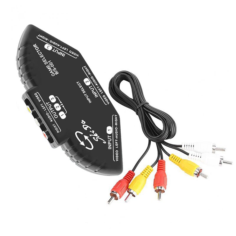 3 In 1 Out Rca Switch 3-Way Rca Splitter Rca Audio Video Av Selector Switcher Box Met 3 rca Male Naar Male Kabel: Default Title