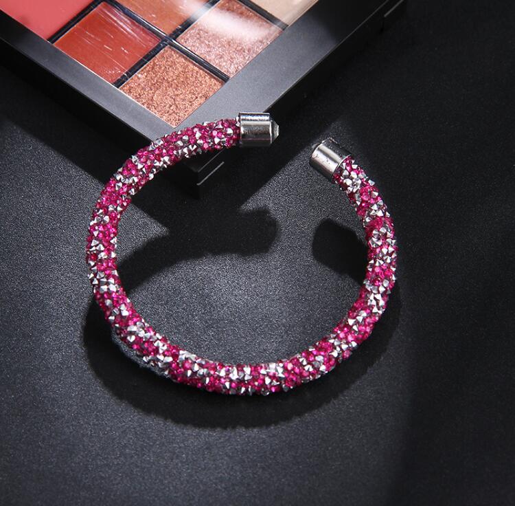 Exquisita pulsera de cristal RscvonM, brazalete abierto de , pulsera femenina para mujer, joyería nueva de , brazaletes de: C1294-PINK