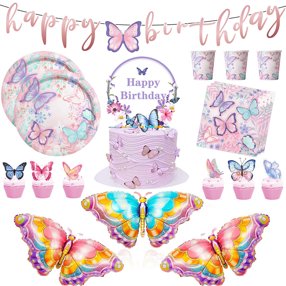 Vlinder Verjaardag Servies Borden Cups Folie Vlind... – LovingPrices, image size:1000x1000