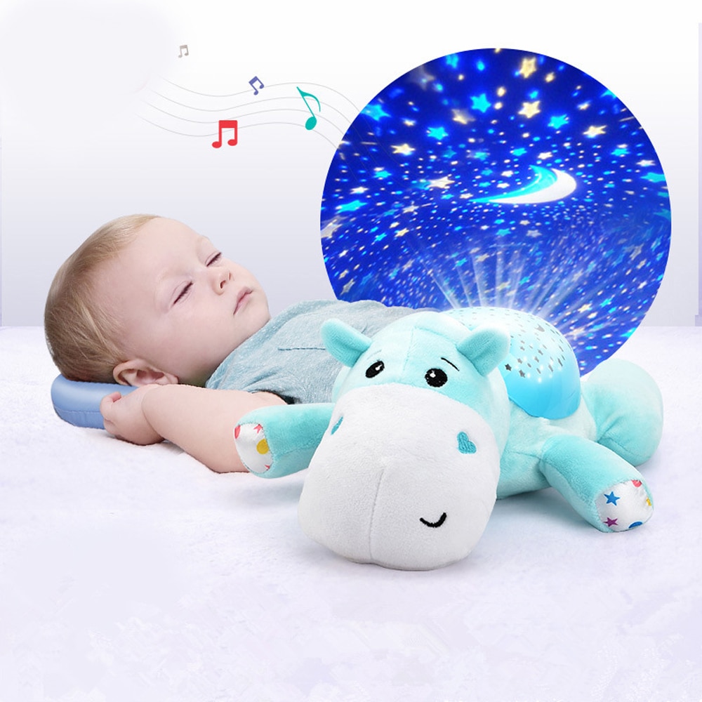 Kids Luminous Toys Soothing Voice Control Induction Sound Light Projector Baby Sleepy Cute Small Hippo Sleep Instrument
