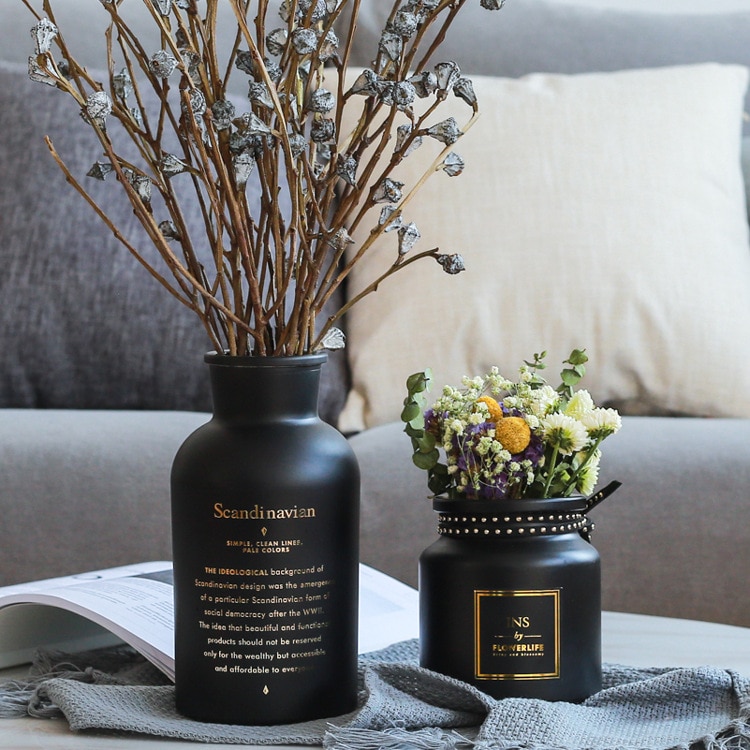Bronzing vase pampas tørkede blomster kanin hale gress svart hvit reagens flaske vase fabrikk