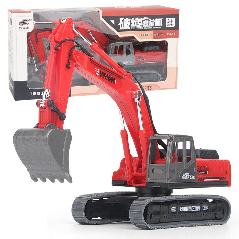 Inertia Excavator Model Engineering Vehicle Children Toy: Red