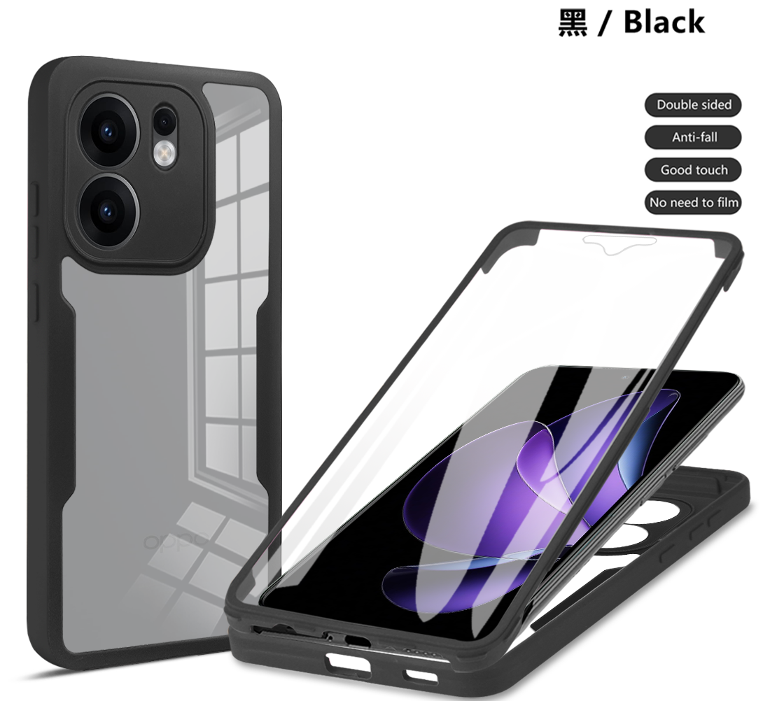 Full Body Protection Shockproof Case for OPPO Reno 13F 13FS 5G Reno 13 Pro Reno13 Protective Cover Clear Fundas Coque Capa: black / For iPhone 15 Pro