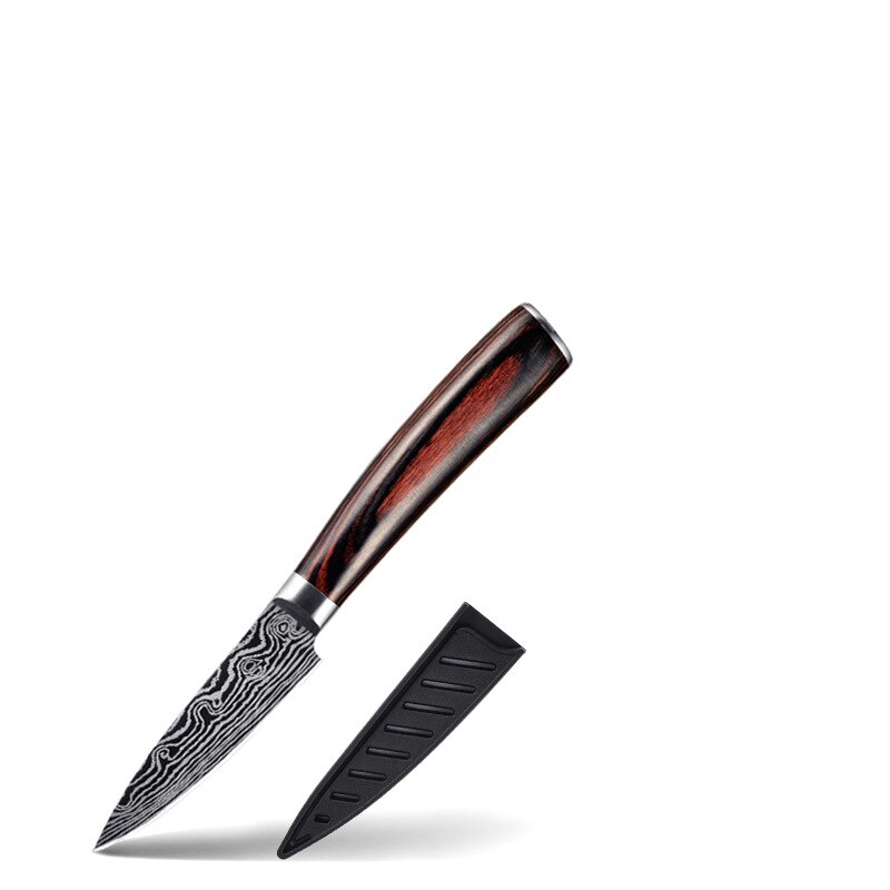 Cuchillo de Chef KnivesHigh de acero inoxidable, dibujo de Damasco, Gyuto, cuchillo de Santoku: F