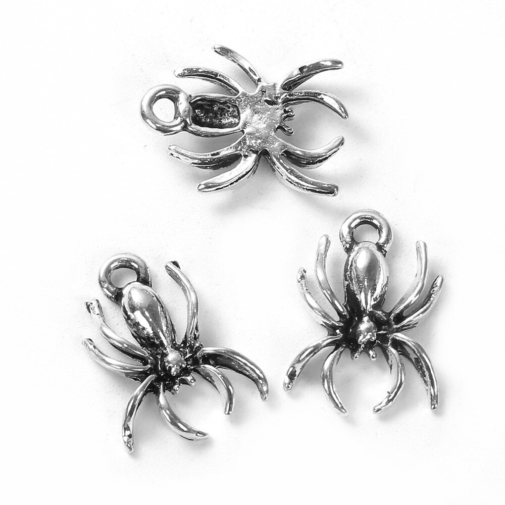 Doreenbeads Zink Gebaseerde Legering Charms Halloween Spider Animal Zilver Kleur Hangers 18Mm (6/8 ") X 13Mm (4/8"), 30 Pc