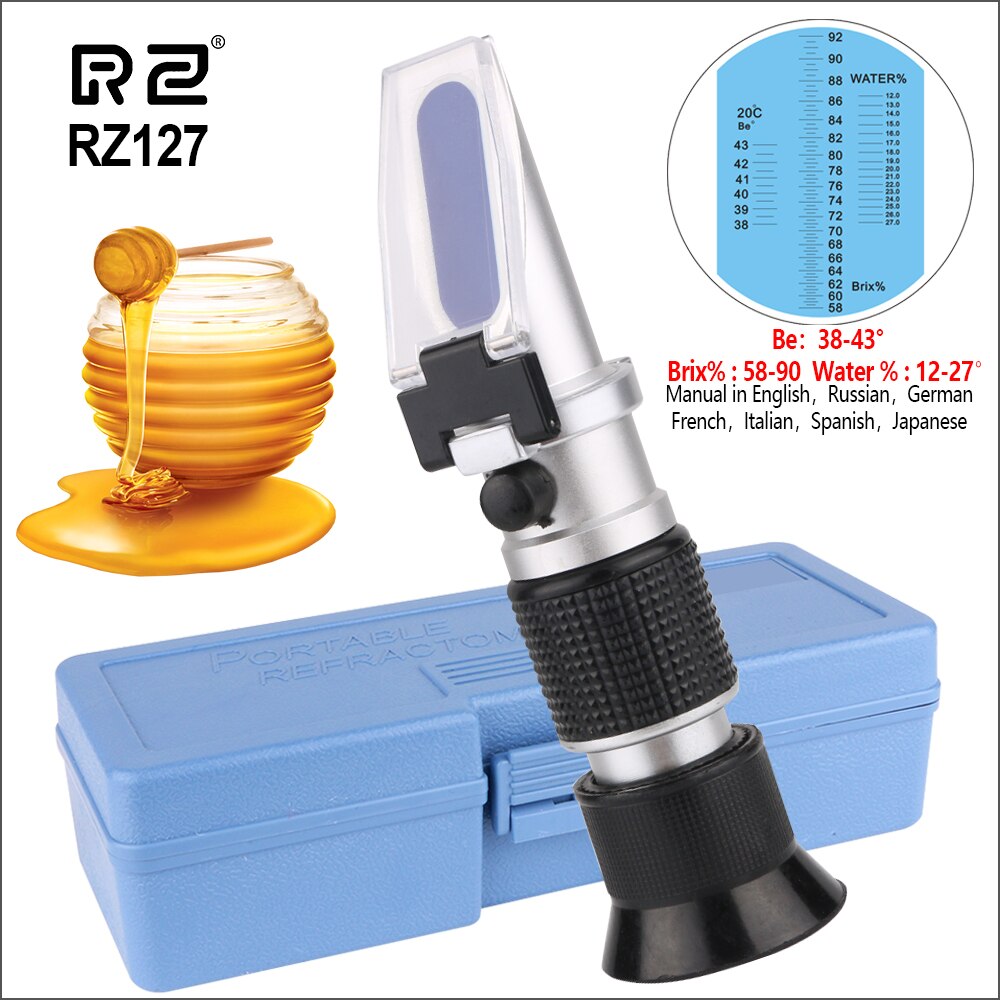 RZ Honey Refractometer High Concentration Sugar Meter Beekeep Tester 0%-90% Auto Refractometer Handheld Brix Refractometer: RZ127