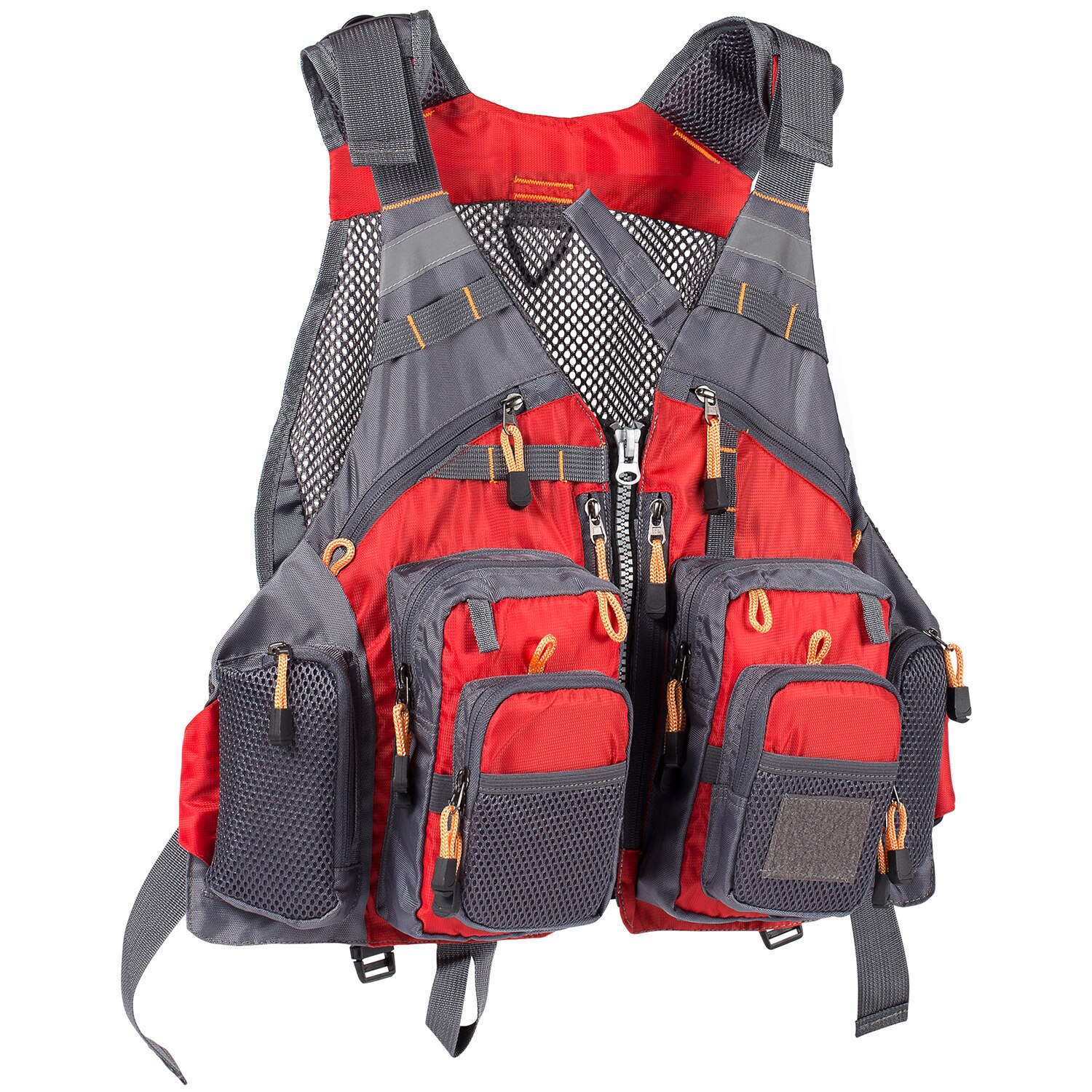 Bassdash-Chaleco de pesca ajustable, multifunción, para deportes al aire libre, para nadar con mosca, aparejos de pesca: D75 Red