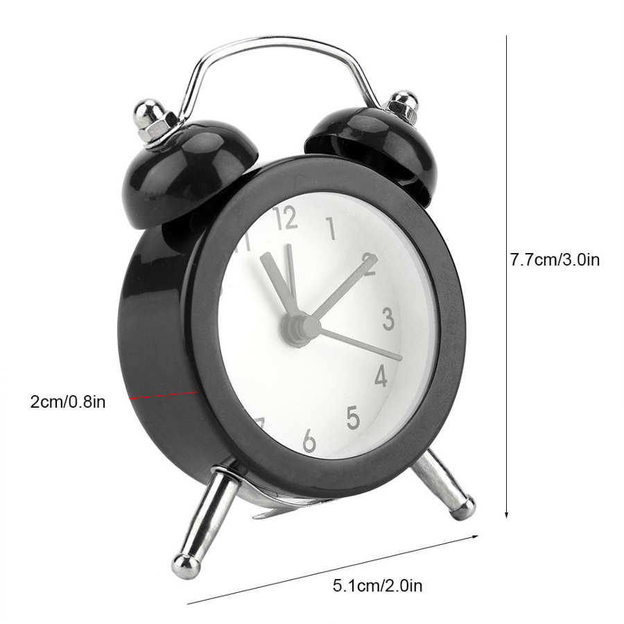 Metal Alarm Clock 3Inch Portable Mini Metal Digital Alarm Clock with Battery Exquisite for Student Home