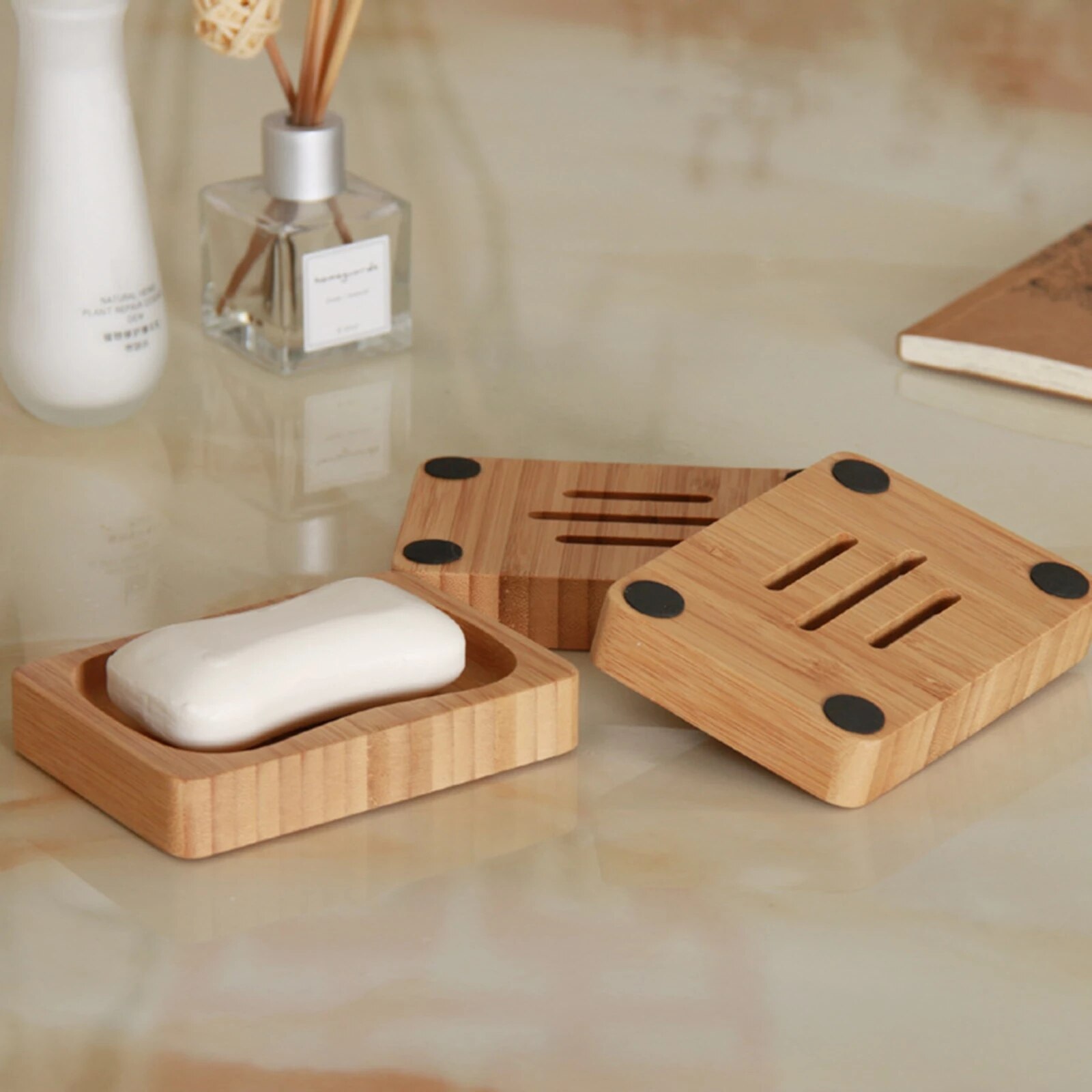 Bathroom Soap Dish Storage Box Handmade Wooden Natural Bamboo Soap Dishes Tray Holder Storage Soap Rack Plate Box Container