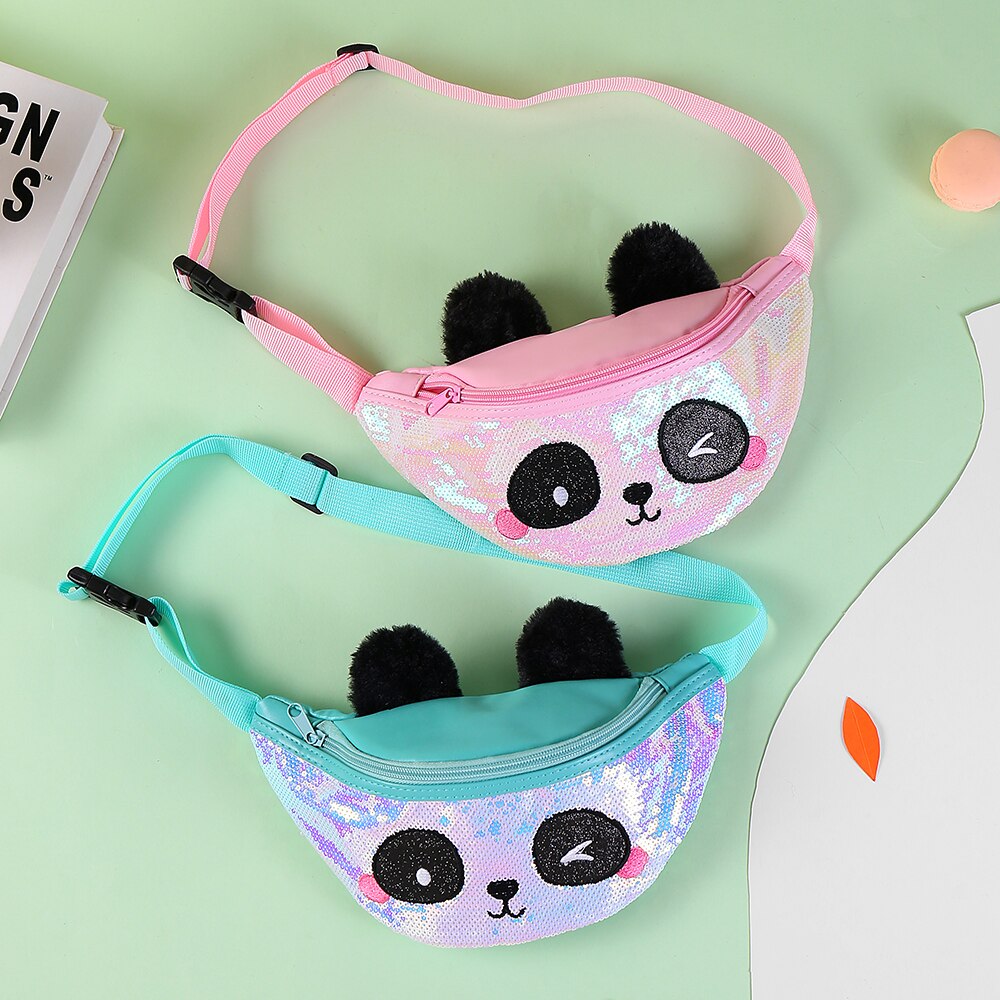 Children's purse panda messenger bag messenger bag sequin messenger bag girl messenger bag child panda bags