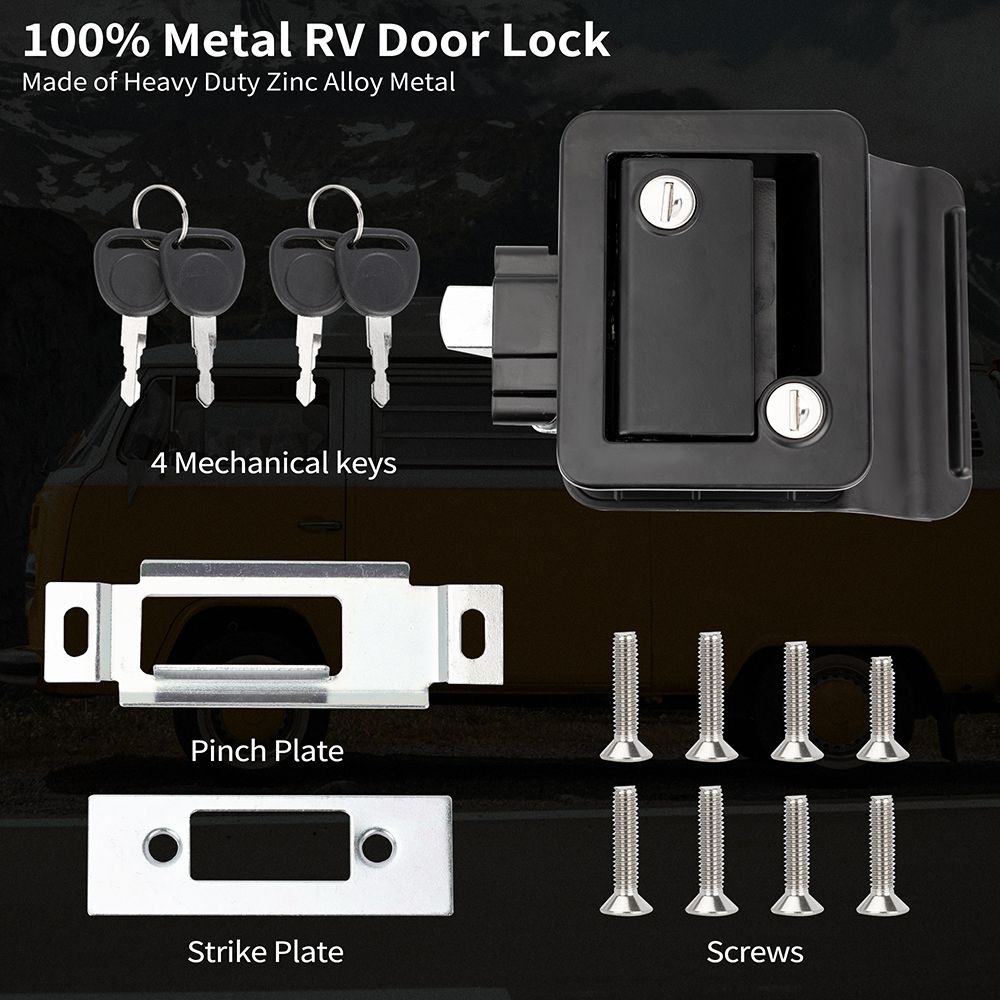DaierTek-cerradura de puerta de entrada para caravana, reemplazo de cerradura de puerta doble abierta con cerrojo de seguridad, llave de ordenador