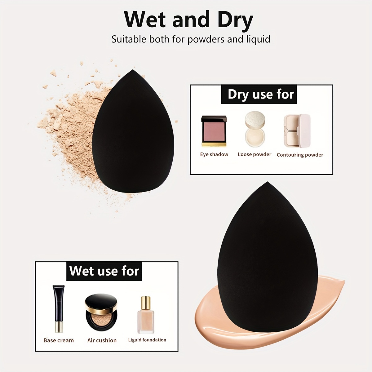 8 Uds. Esponjas de maquillaje de huevo de belleza, licuadoras, esponjas de belleza, aplicador de base