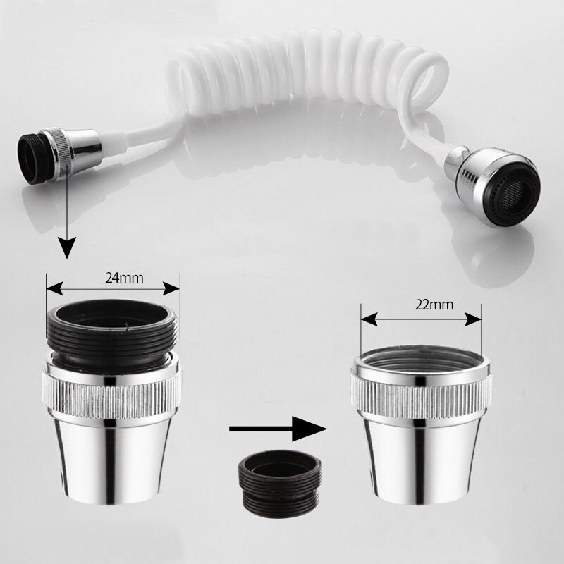 Lang slange kran forlenger munnstykke fleksibel vannbesparende kran adapter vask spray boble sprinkler badekar dusj kjøkken tilbehør