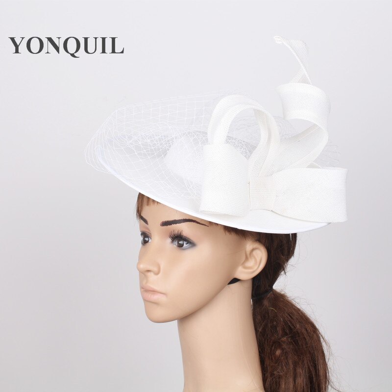 Large 30CM Round White Fascinator Base Velling Hair Accessories Women Party Wedding Hat Imitation Sinamay Birdcage Veil Headwear