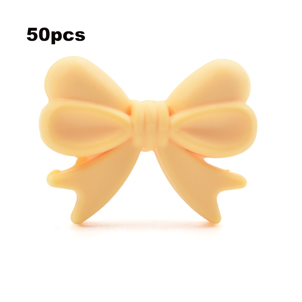 LOFCA – perles en Silicone avec nœud papillon, 50 pièces/lot, collier coloré, fabrication de bijoux, Bracelets, porte-clés, accessoires de bijouterie: Rouge