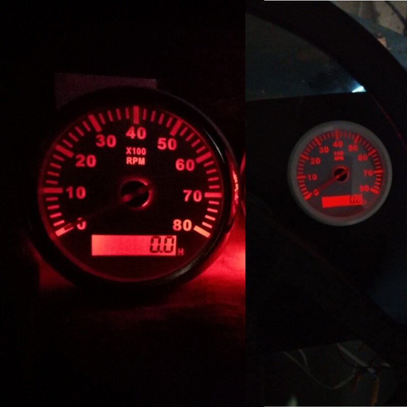 8000 rpm Drehzahlmesser Stiefel Auto Marine Tacho Meter mit LCD Betriebsstundenzähler Auto-Tachometer mit verrotten hintergrundbeleuchtung 12V Stiefel zubehör Marine
