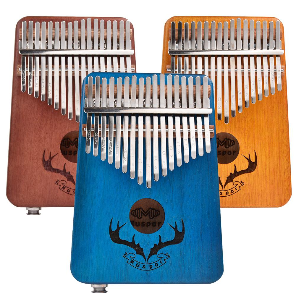 Muspor 17 tangenter eq kalimba mahogni tommelfinger piano kalimba finger piano med elektrisk pickup tuner hammer nybegynner musikk læring