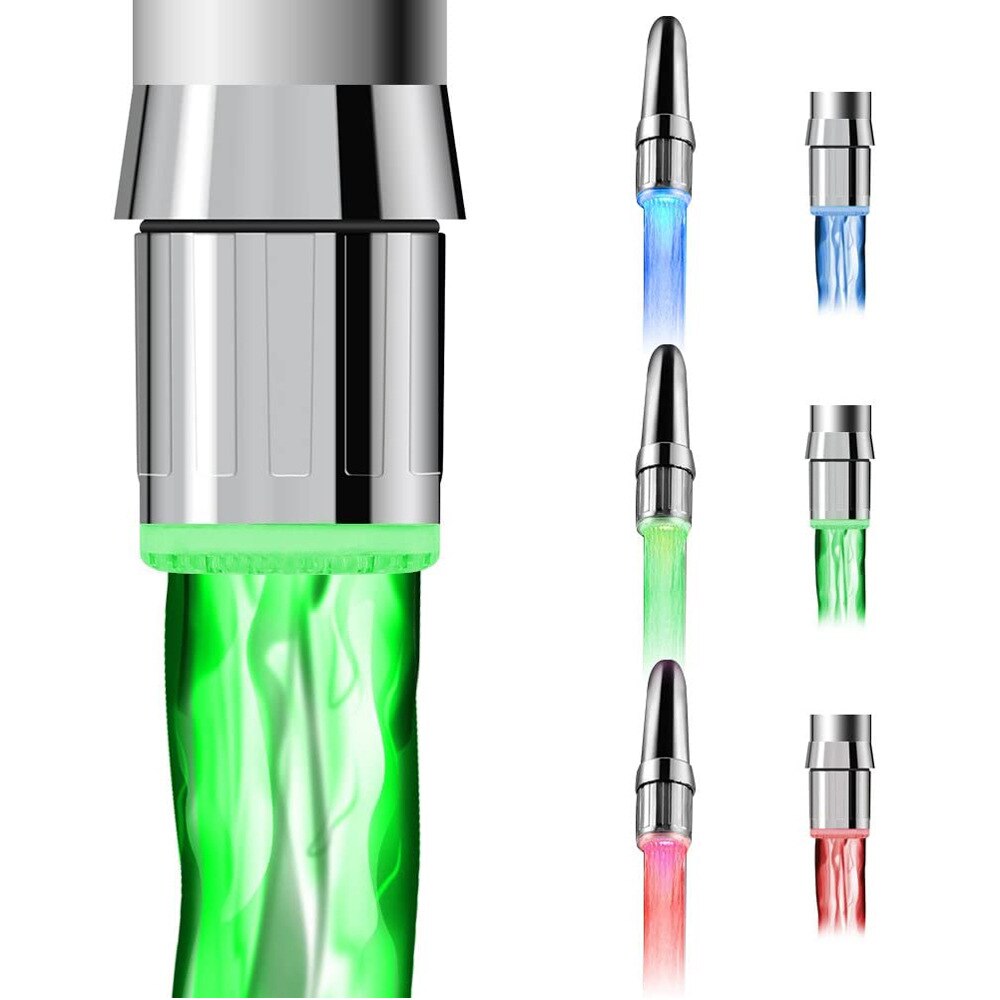 led temperature control faucet kitchen bathroom faucet temperature control three-color color faucet aerator with adapter