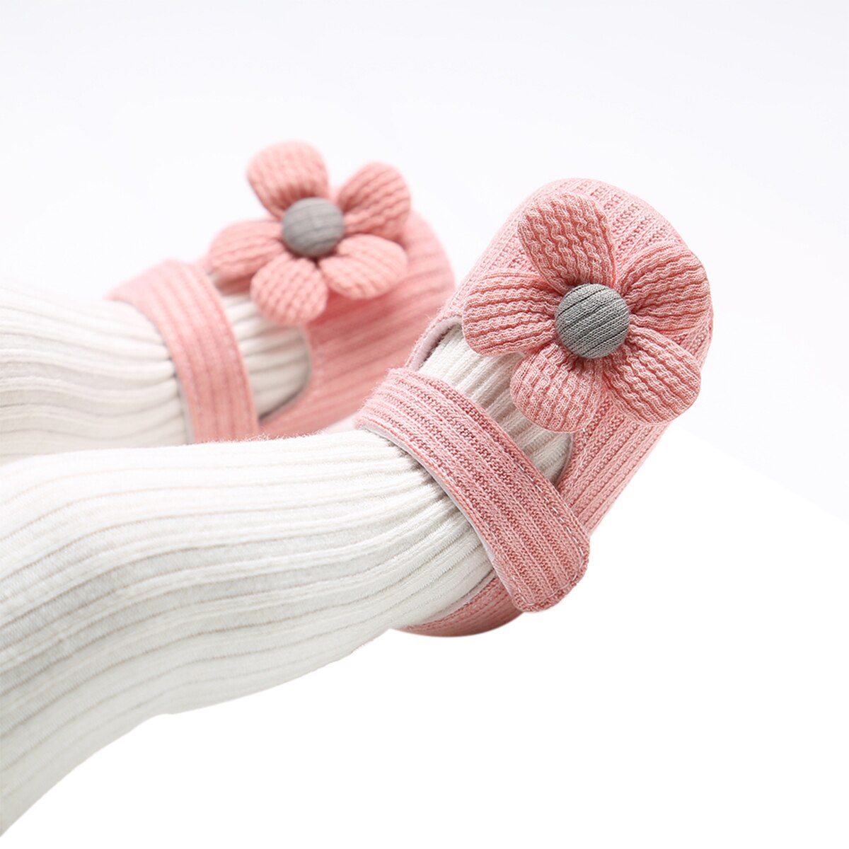 3PCS 0-18M Baby Girl Baptism Shoes and Headband Set Soft Sole Floral Mary Jane Flats and Hairbands for Infant Little Girls