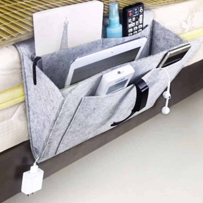 Bed Hanging Bag Pure Clor Mattress Holder Bag 27*7*22CM Hanging Type 1Pcs Felt Bedside Caddy Bedroom Organiser Storage Dispenser