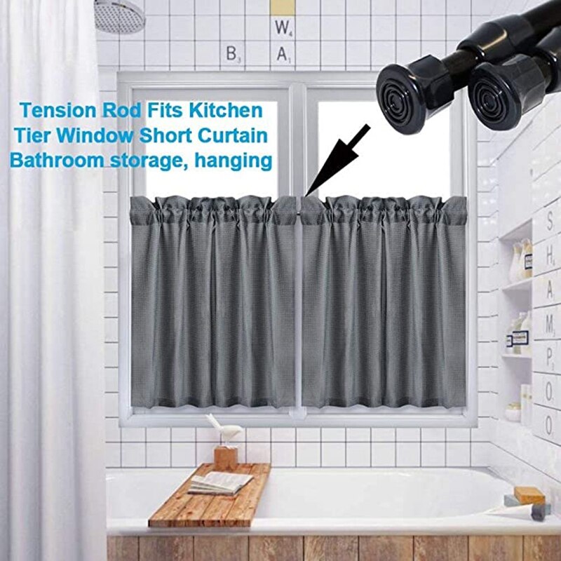 3PCS Tension Rod Black Spring Curtain Rods 27.5 to 47 Inch Expandable Curtain Rod Spring Loaded Tensions Rod