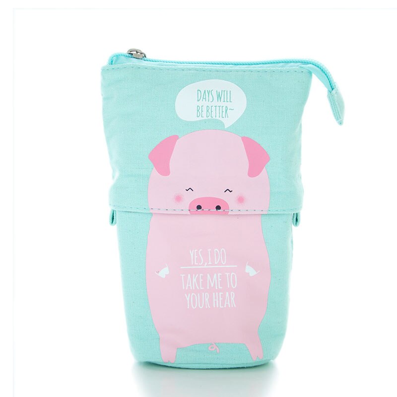 Leuke Schaalbare Potlood Tas Kawaii Kat Dieren Pen Case Rits Zakje Voor Scholieren Pen Zakken Doos Voor Briefpapier XA7H: Pig