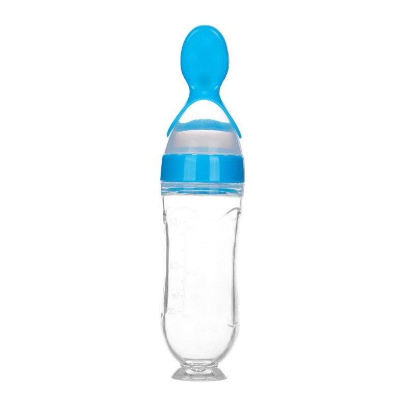 Newborn Baby Squeeze Feeding Bottle Silicone Food Dispensing Spoon Infant Cereal Feeder Safe Tools For Best: L