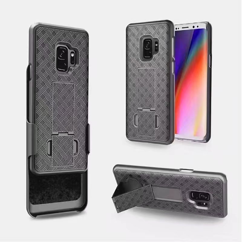 Geweven 2 in 1 Hybrid Hard Shell Holster Combo Case Met Kickstand & Belt Clip Voor samsung galaxy s9/s9 plus