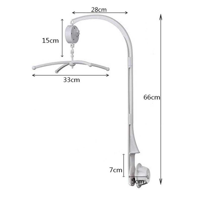 Rotating Baby Bed Bell Bracket Adjustable White Baby Bell Holder Interactive Box Crib Mobile Toy Bracket+wind-up Bed Music B7S5