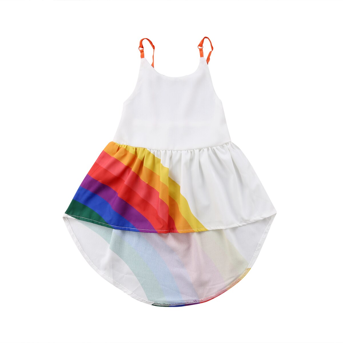 Verano de nueva princesa vestido de chico bebé niñas desfile lindo sin mangas sin respaldo Correa Arco Iris falda para playa vestidos de 1-6T: 2T