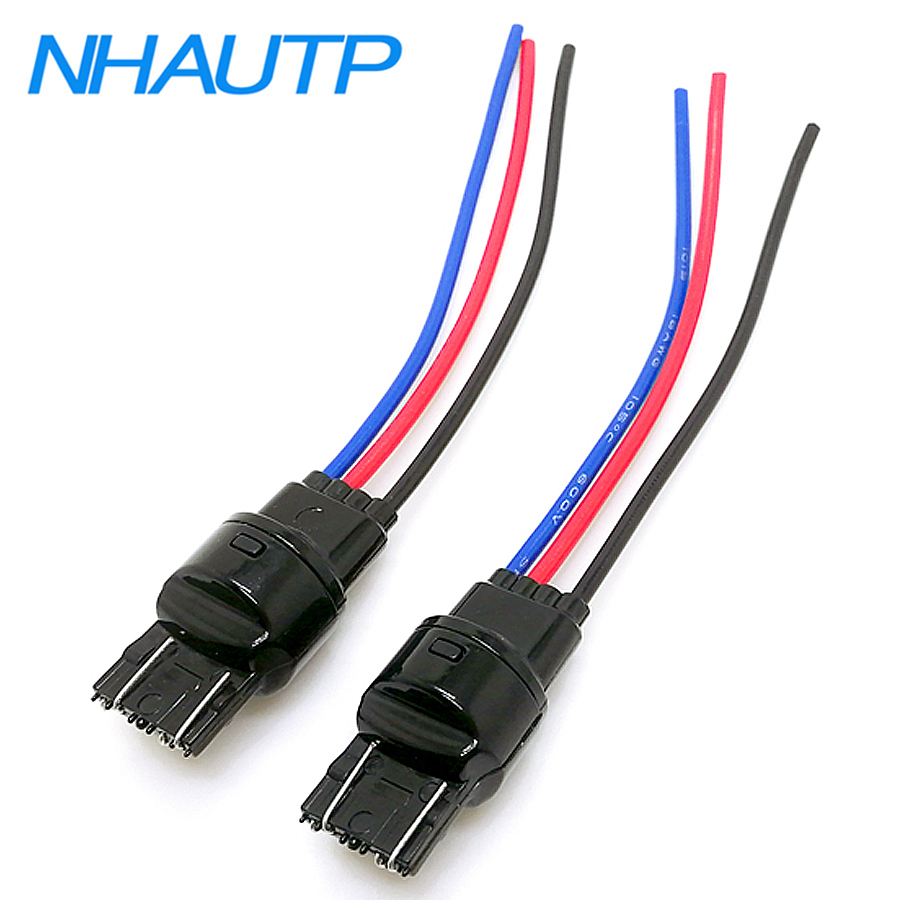 NHAUTP 2Pcs T20 Adapter Male Plug Extended Wire 7440 7443 W21/5W W21W Socket Connector