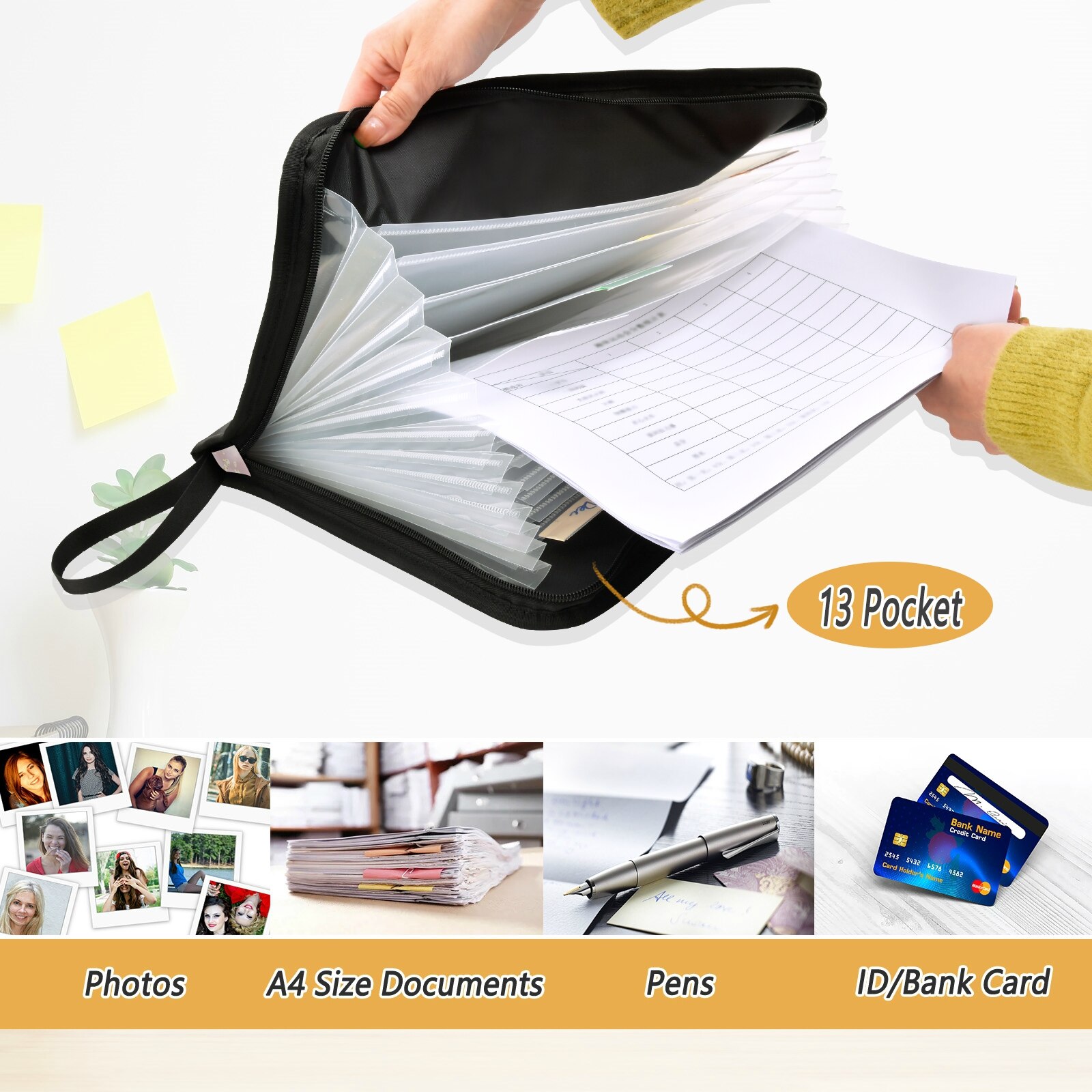A4 Multifunction Marble Print Expanding File Folder Accordion School Desk Organizer Document Holder Letter Stationery Portable