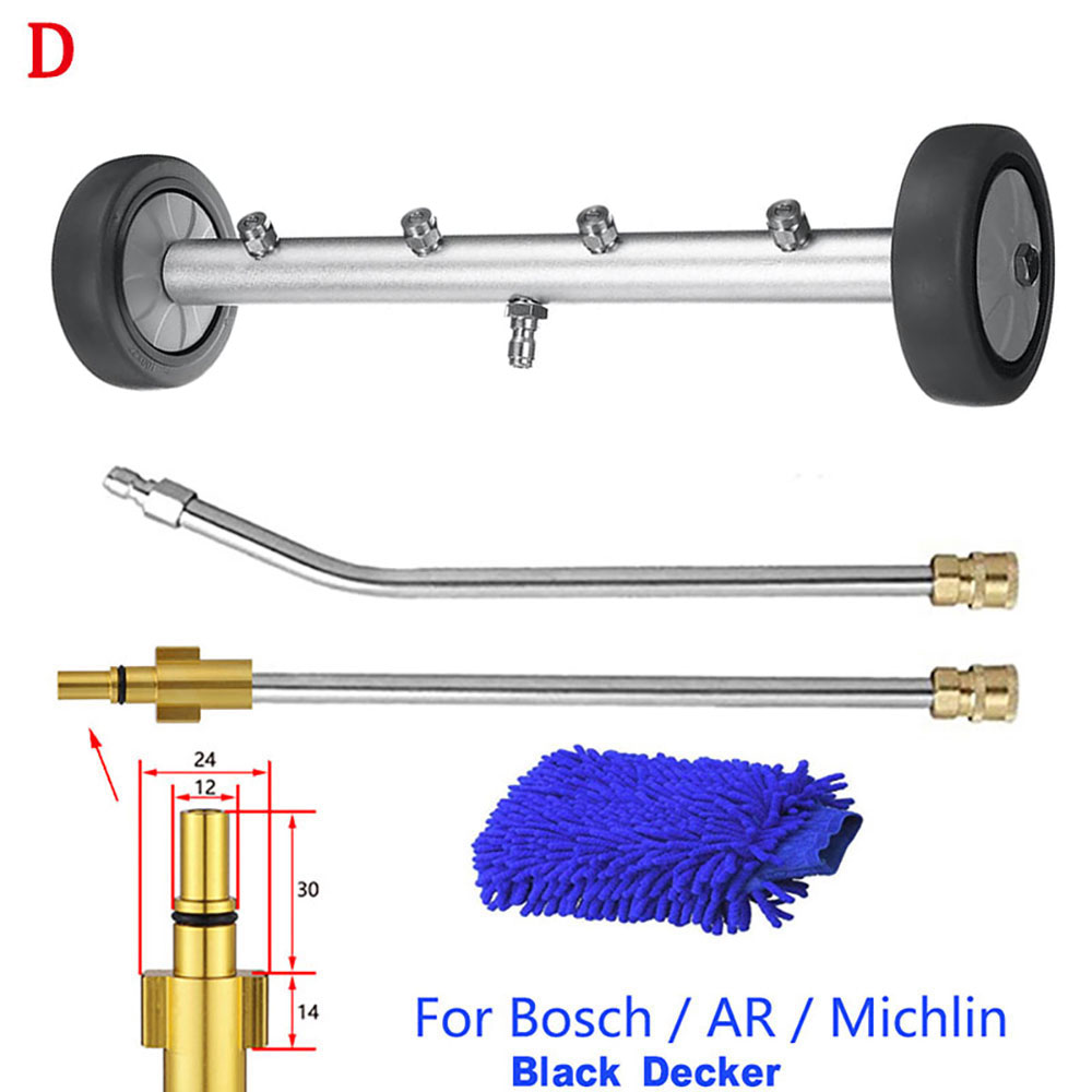 Limpiador de chasis, escoba de agua, lavado de Chasis de coche para Karcher/Parkside/Black Decker, lava la parte inferior de las boquillas de lavado del coche: Plata
