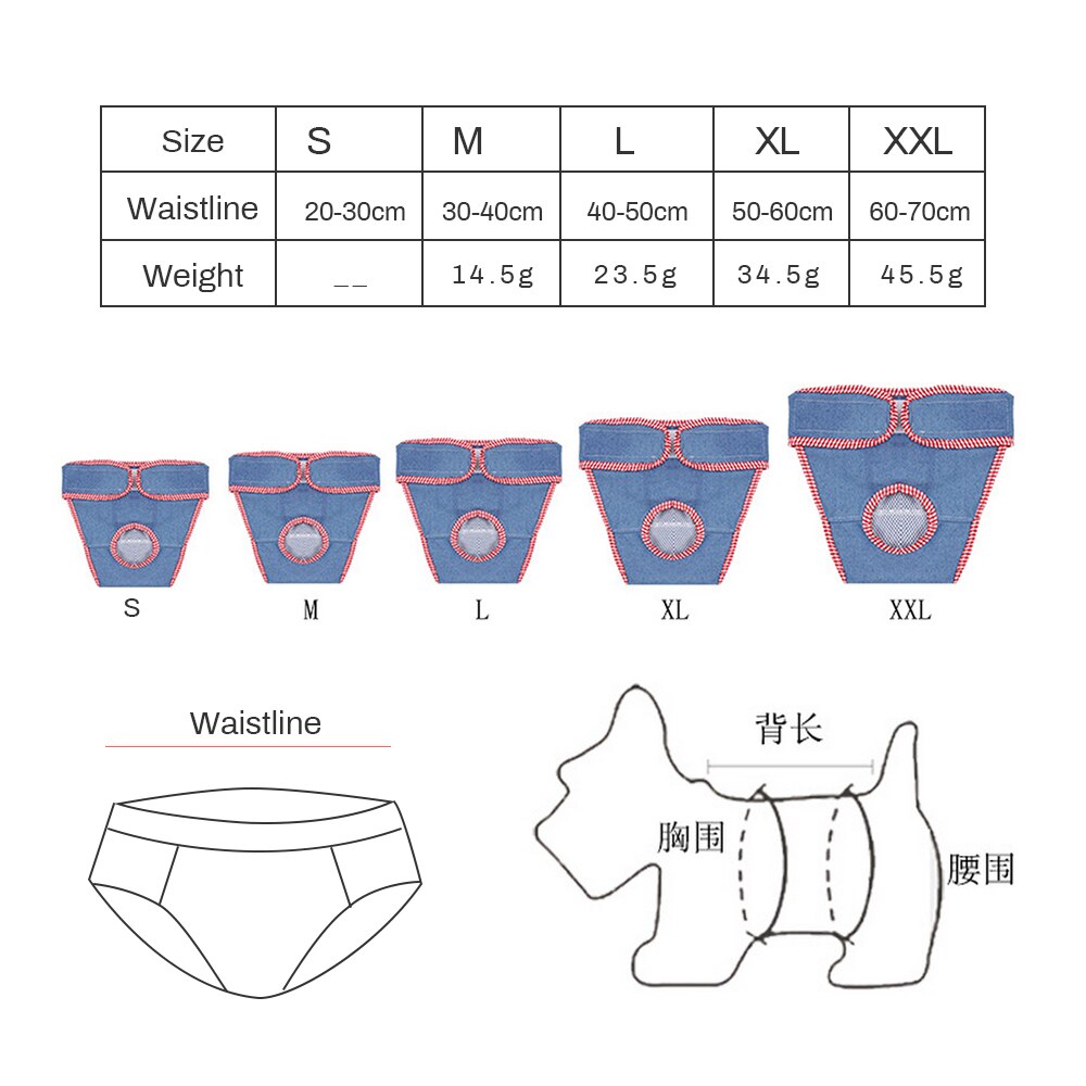 Hund fysiologiske bukser ble menstruation undertøj trusser til hund sanitære vaskbare hunhunde hvalpe shorts trusser s-xxl