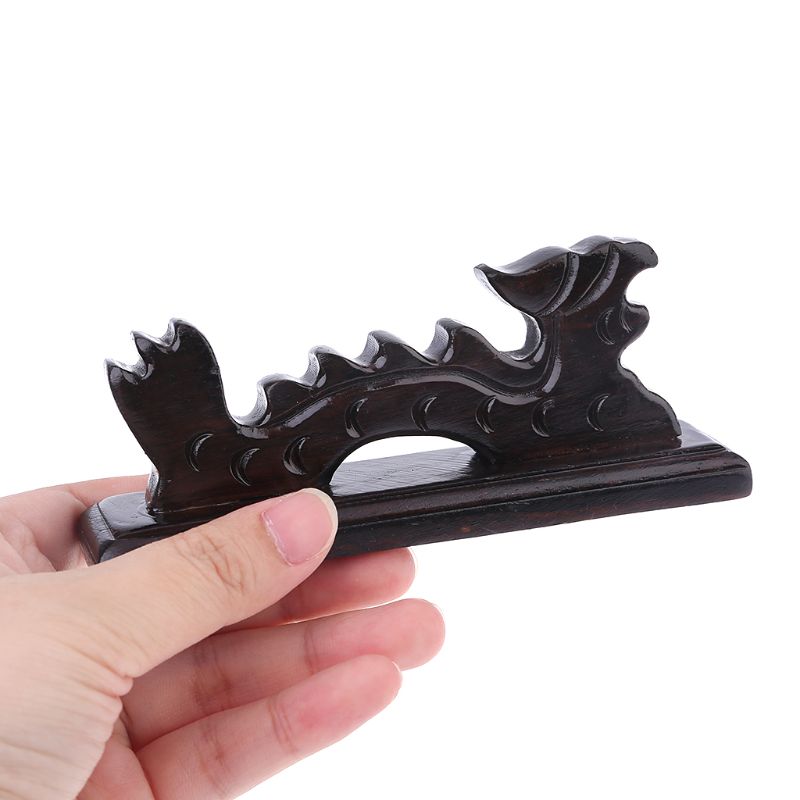 Dragon Vorm Borstel Rest Stand Chinese Kalligrafie Pen Houder Vintage Gesneden Hout