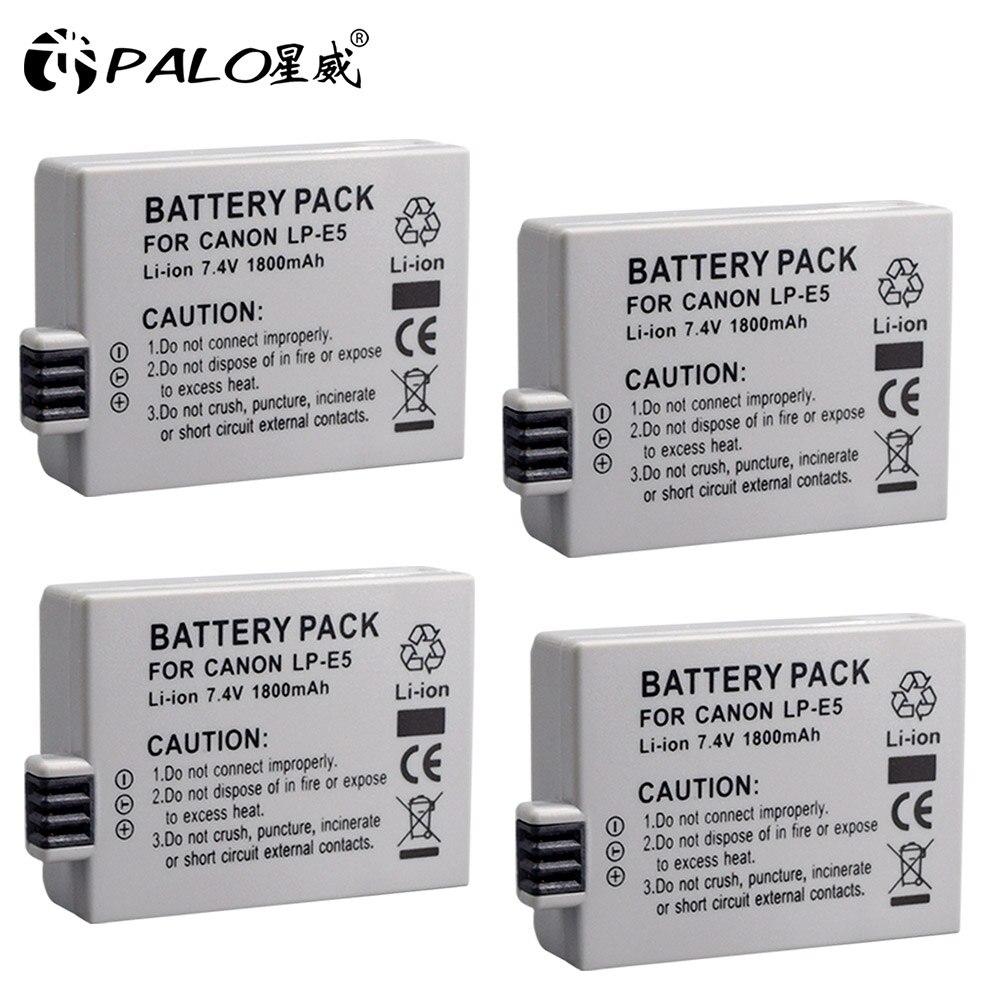 Palo 1-4Pcs Lp-e5 Lp E5 Camera Batterij + LPE5 Batterij Lcd Dual Slot Usb Oplader Voor Canon eos 450D 500D 1000D Kus X3 F Xsi Camera: 4pcs battery