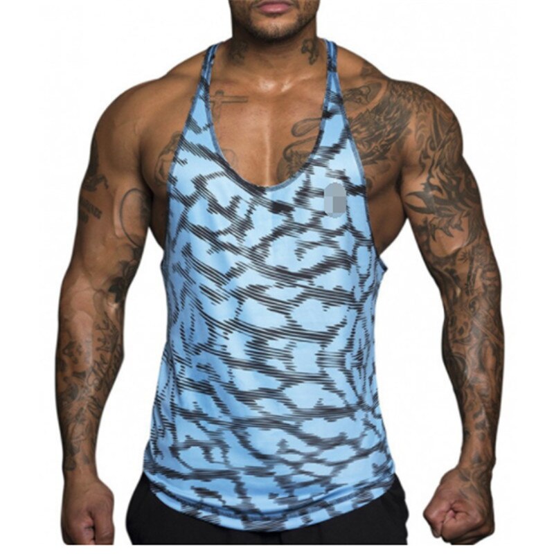 Løbekompressions-tanktops til mænd ærmeløse fitness-vest til mænd sport træningsvest mænd jogging toppe muskel undertrøje top: Blå / Xxl