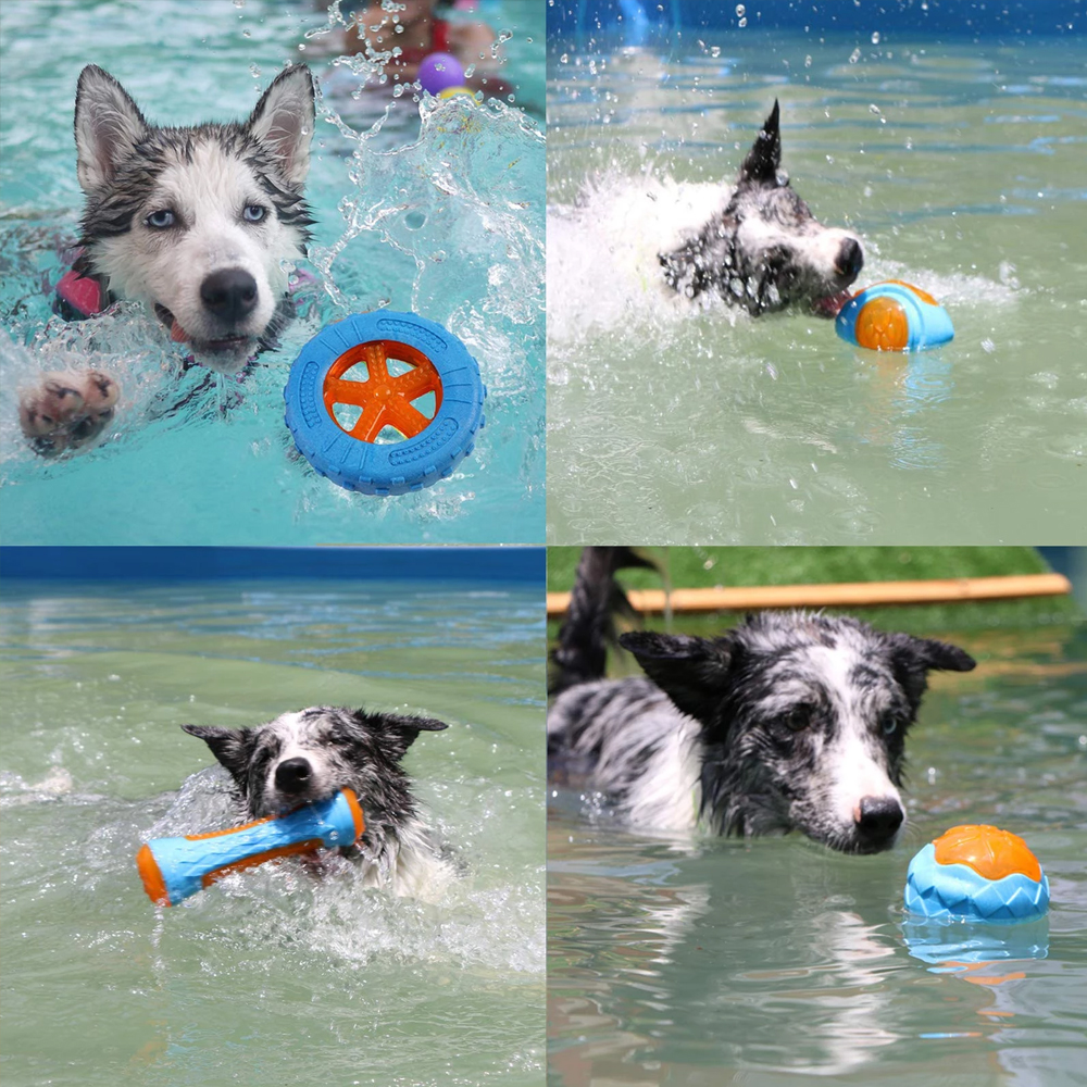 Chewing Big Dog Toys Rubber Bite Resistant Squeaky Training Playing Toy Interactive Dog Toys for Large Medium Dogs Teeth Clea