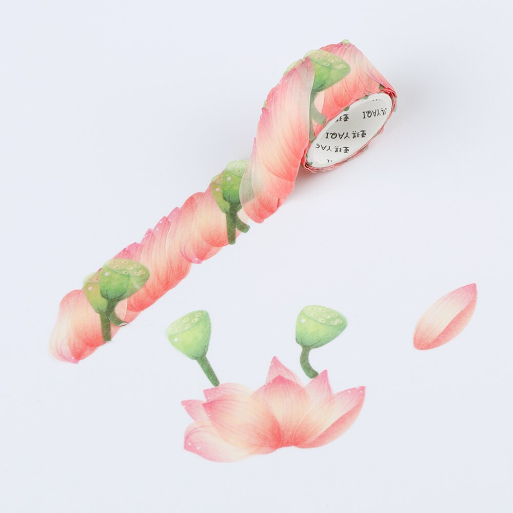 200Pcs/Roll Sakura Marking Tape Flower Petals Paper Tape Decorative Masking Tape Sticky Paper Scrapbooking Diary Paper Stickers: Style-D
