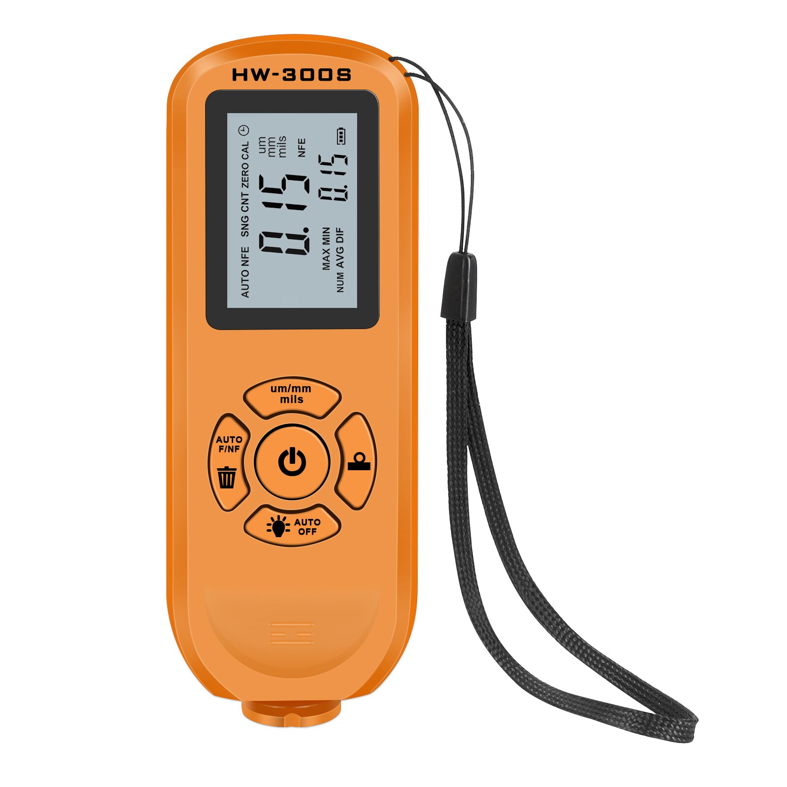 0-2000UM Autolak Tester Laagdiktemeter Digitale Display Auto Verf Laagdikte Tester Met Lcd Backlight: Orange Horizontal