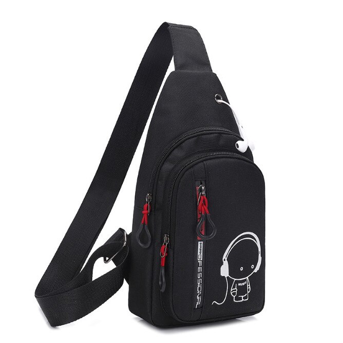 Lichtgevende oxford schoudertassen voor vrouwen messenger bags Crossbody mannen casual sling Bag Anti Diefstal borst tas waterdichte reistas: Black