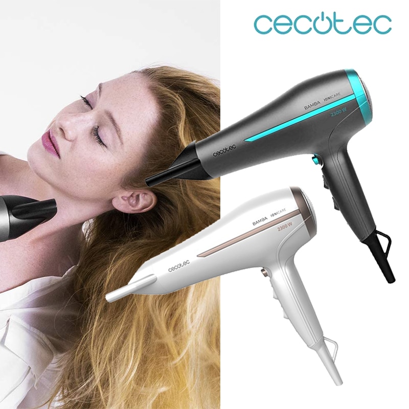 Cecotec Secador De Pelo DC Bamba Ionicare 5200 Aura Negro 2300w Difusor Universal para Secador Profesionales Rizador De Cabello Hair Dryer con Ion Real Gran Caudal de Aire 2 Velocidades Y 3 Temperaturas 1,8m de Cable